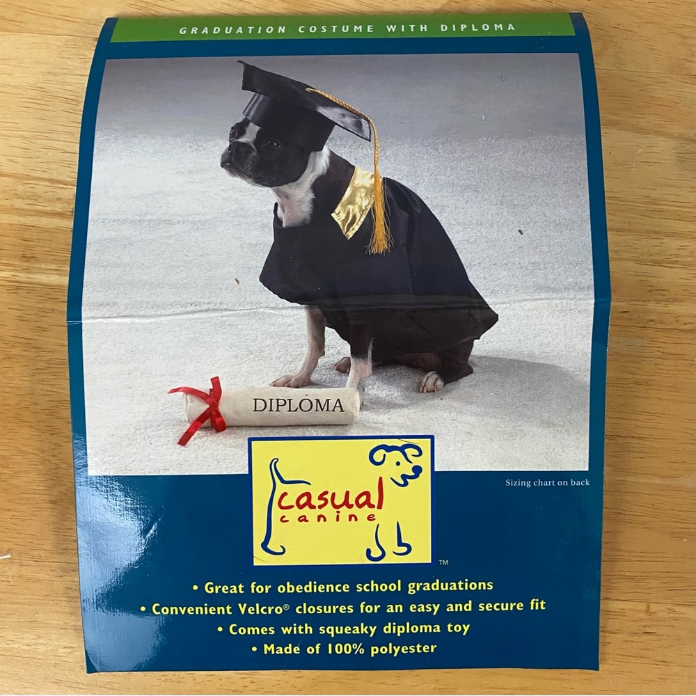 Casual Canine Black Graduation Outfit for Dogs size XL